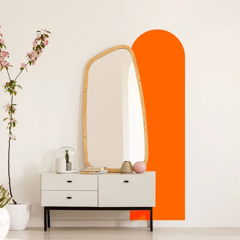 Ambiance Sticker Arche Living Room Sticker Modern and Simple Art | Large Bohemian Wallpaper for Living Room and Bedroom Decoration | W58 x H180 cm - Orange