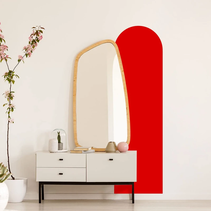 Ambiance Sticker Arche Living Room Sticker Modern and Simple Art | Large Bohemian Wallpaper for Living Room and Bedroom Decoration | W58 x H140 cm - Tomato Red