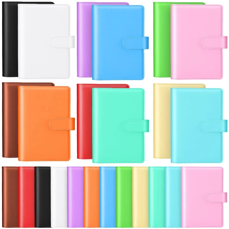 Chuangdi 24-Piece A6 PU Leather Binder, Multicolor, 6-Ring, 120 Sheets Capacity, 6 Holes, Refillable, Notebook Binder, Storage Binder