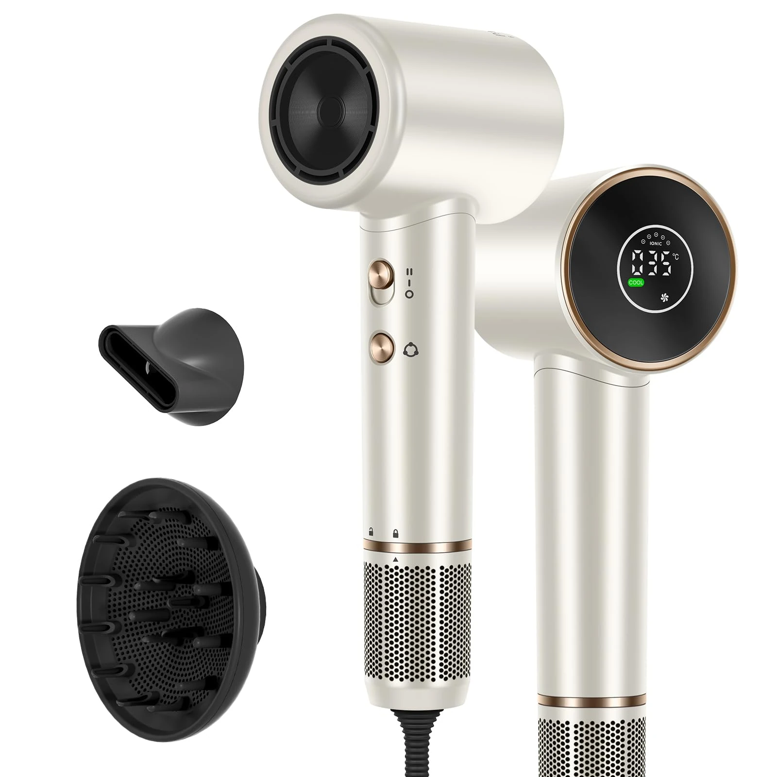 Air-Sonic Hair Dryer, PARWIN PRO BEAUTY HD-LED Display Hairdryer with 110,000RPM Brushless Motor, 200 Million Negative Ionic hairdryers, 25M/S Air Flow for Fast Drying