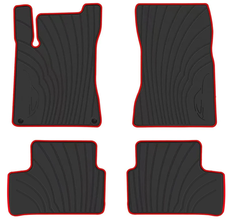 San Auto Car Floor Mats Liners Custom Fit for Mercedes Benz GLA 2020-2023/GLA 2021-2023, A/B Class 2020-2023 Black Red Rubber Set All Weather Protection Heavy Duty Odorless