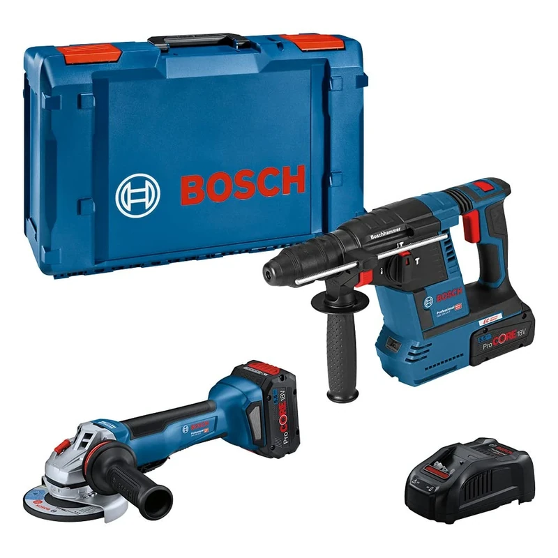 Bosch Professional 18 V System GWS 18 V-10 P + GBH 18 V-26 – Set of Grinder + Hammer Drill Battery (2 x ProCORE18 V x 5.5 Ah Batteries in XL-BOXX)