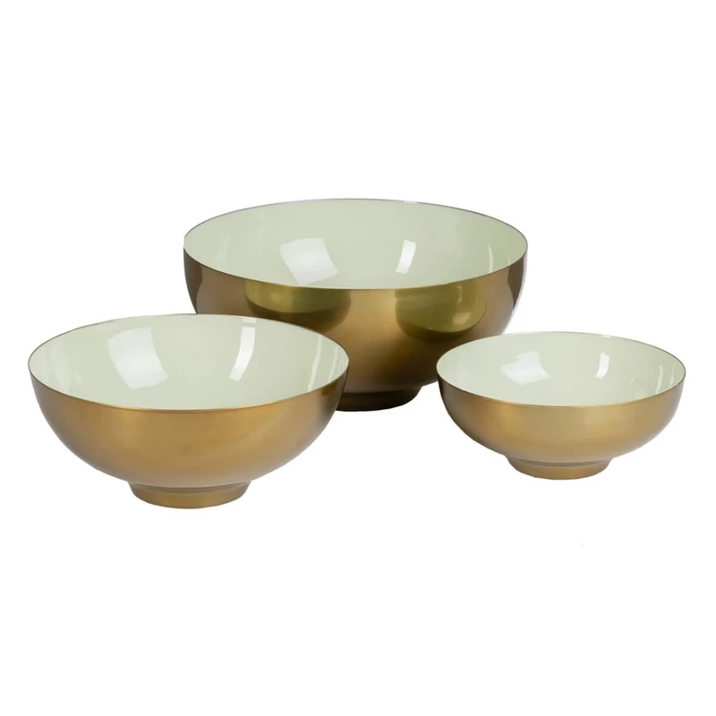 BigBuy Home Bowl, 30 x 30 x 14 cm, Gold, Iron Green (Pack of 3) - Image 1