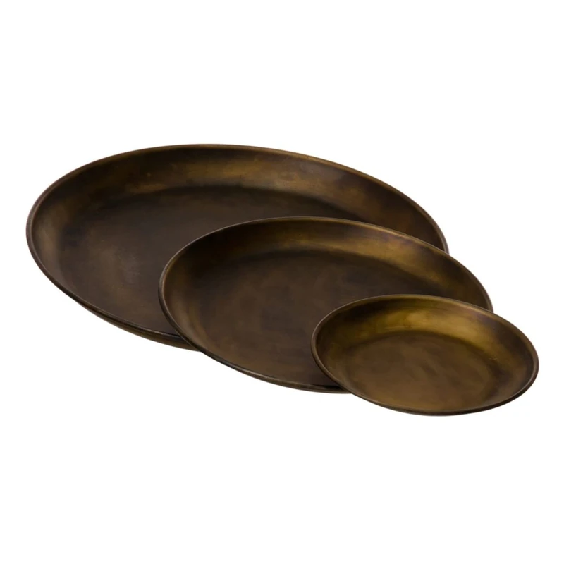 Snack Tray, 41 x 41 x 3 cm, Gold, Metal, 3 Pieces