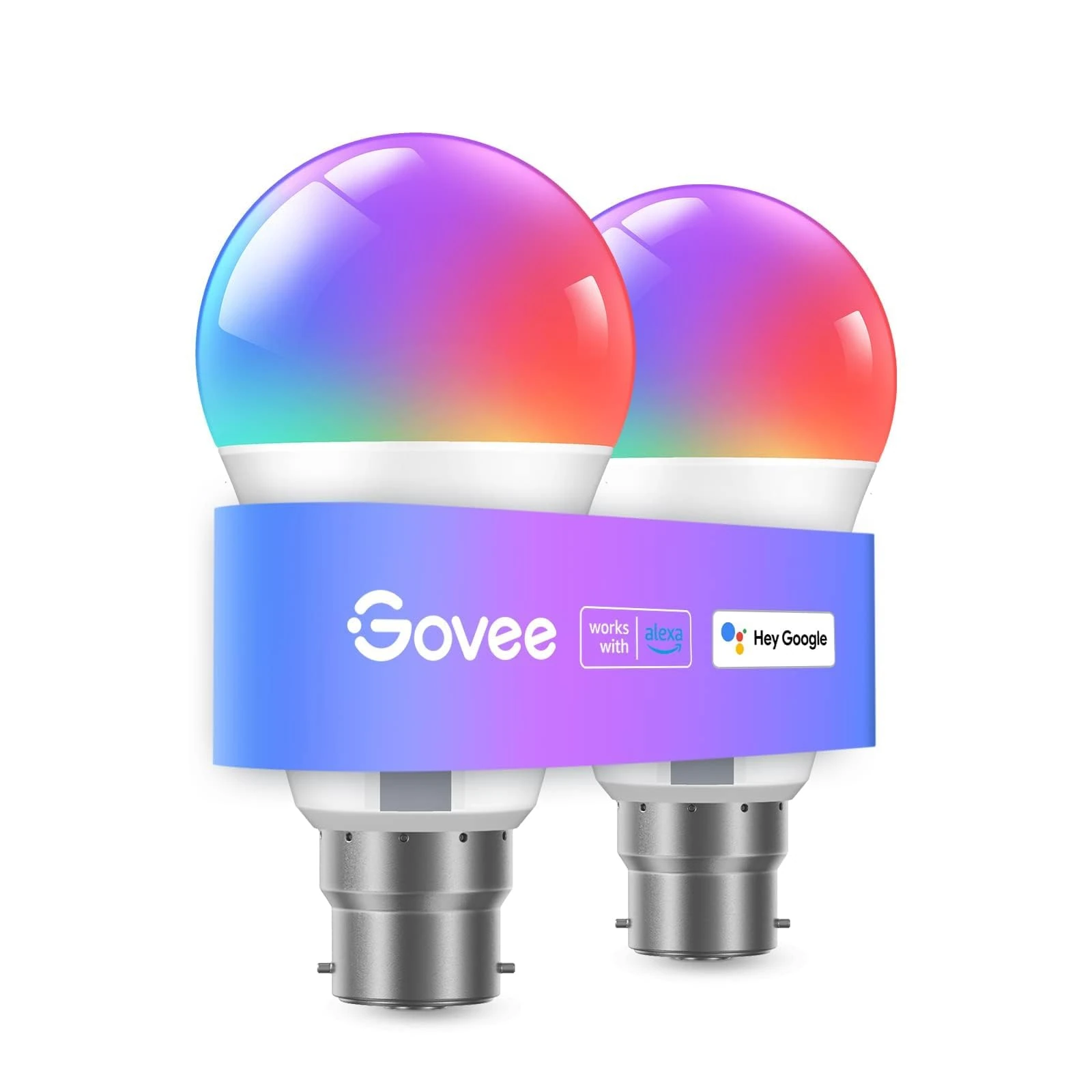 Govee RGBWW Smart Bulb, B22 Energy Saving WiFi Alexa Light Bulbs, 9W, 800LM, 16 Million Colors, 54 Scenes, Work with Matter,Alexa,Google Assistant, 2 Packs