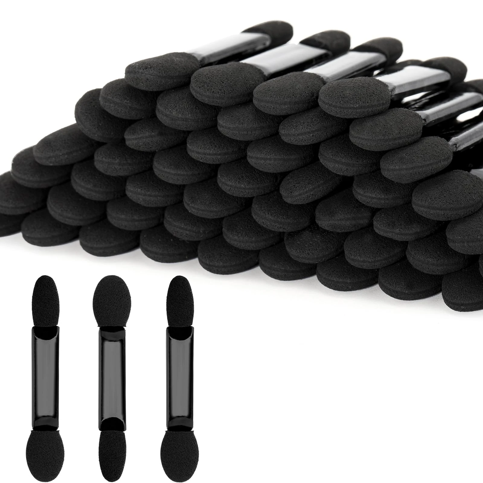 100PCS Sponge Eyeshadow Applicators - Disposable Black Eye Shadows Sponge Brushes - Eye Makeup Applicators for Nails & Eyeshadow Makeup