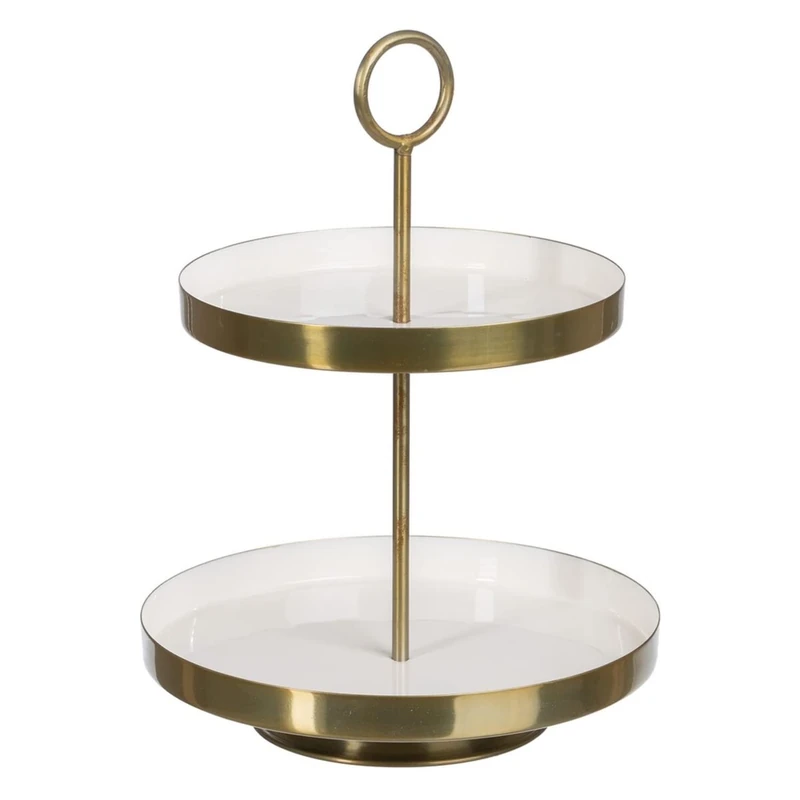 Snack Tray 30 x 30 x 40.5 cm, Gold White Iron - Image 1