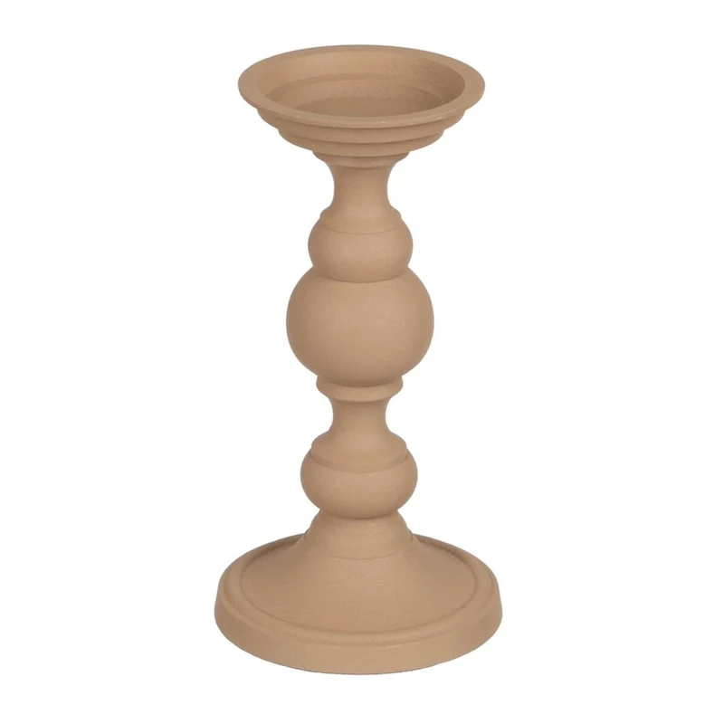 Candle holder 15 x 15 x 28 cm Beige Aluminium