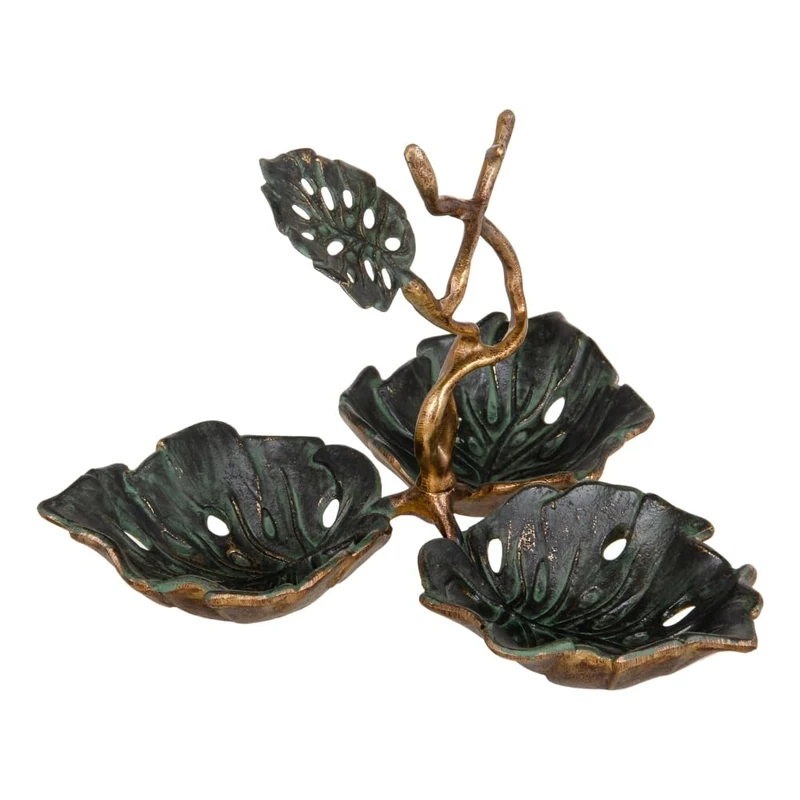 Snack Tray 27 x 26 x 20 cm Sheets Metal Copper Green