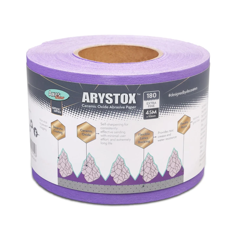 Axus Decor Arystox 180 Grit Ceramic Oxide Sandpaper Roll 45m
