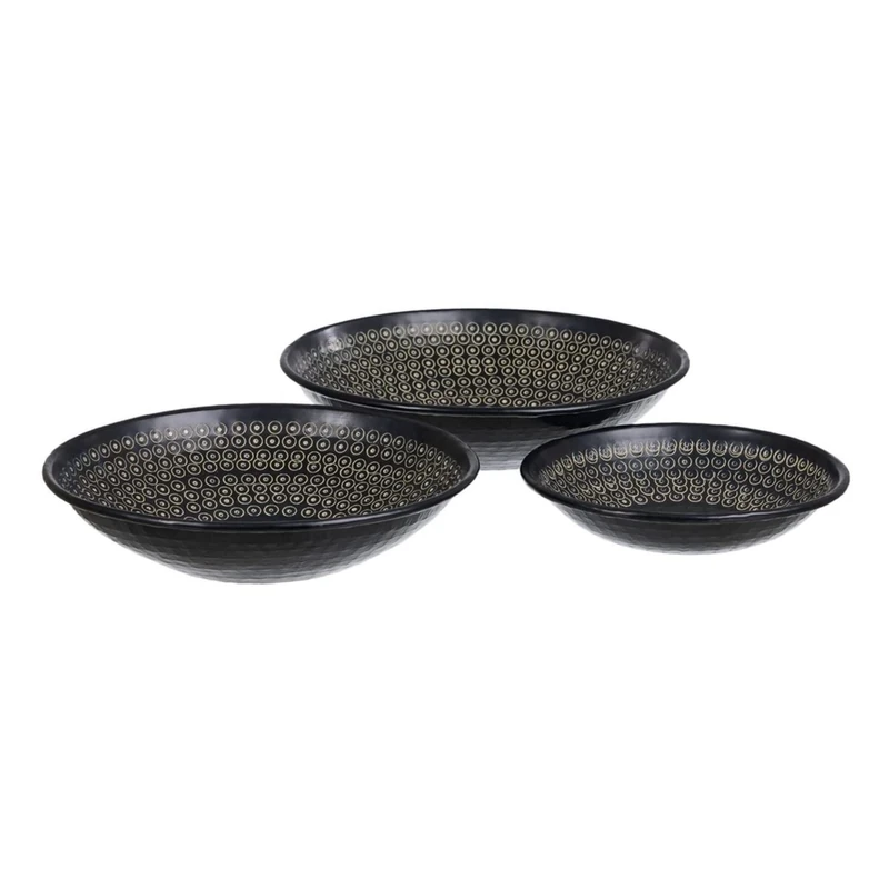 Table Centerpiece 35 x 35 x 9 cm Black Aluminium (3 Pieces) - Image 1