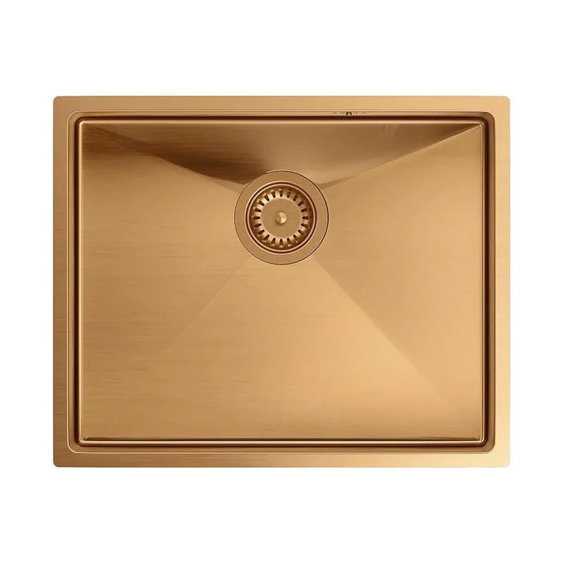 QUADRON Anthony 60 SteelQ Stainless Steel Kitchen Sink 1 Bowl Built-in Sink 54 x 44 x 19 cm Colour PVD Copper Undermount Sink for Base Cabinets from 60 cm Width