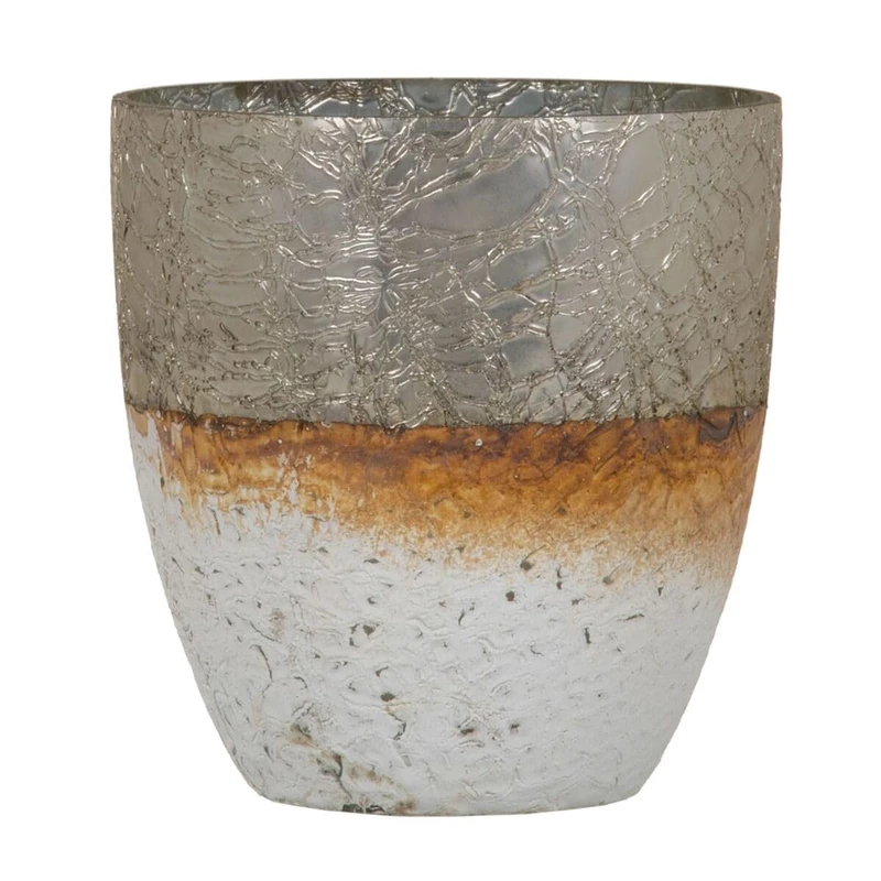 Candle Holder 16 x 16 x 15 cm Glass Grey White