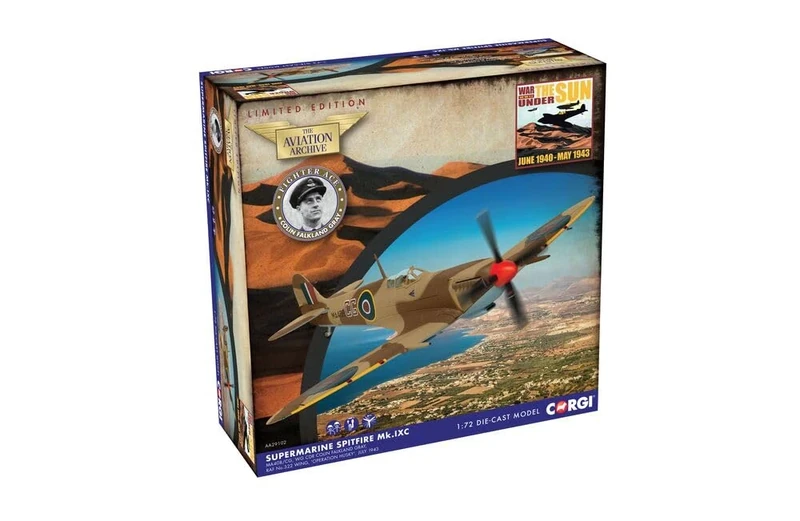 Corgi AA29102 Supermarine Spitfire MkIXc, GC Colin Gray, Operation Husky July 1943 Model Airplane - Diecast Planes & Aircraft Models for Ages 5+, Die Cast Plane, Toy Airplanes