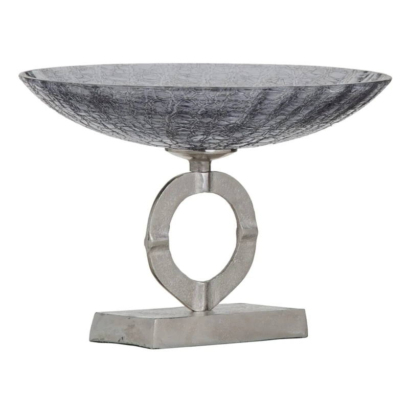 Table Centerpiece 33 x 33 x 24 cm Glass Grey Metal Silver - Image 1