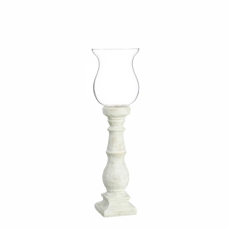 Candle Holder 20.5 x 20.5 x 71 cm Glass Cement White