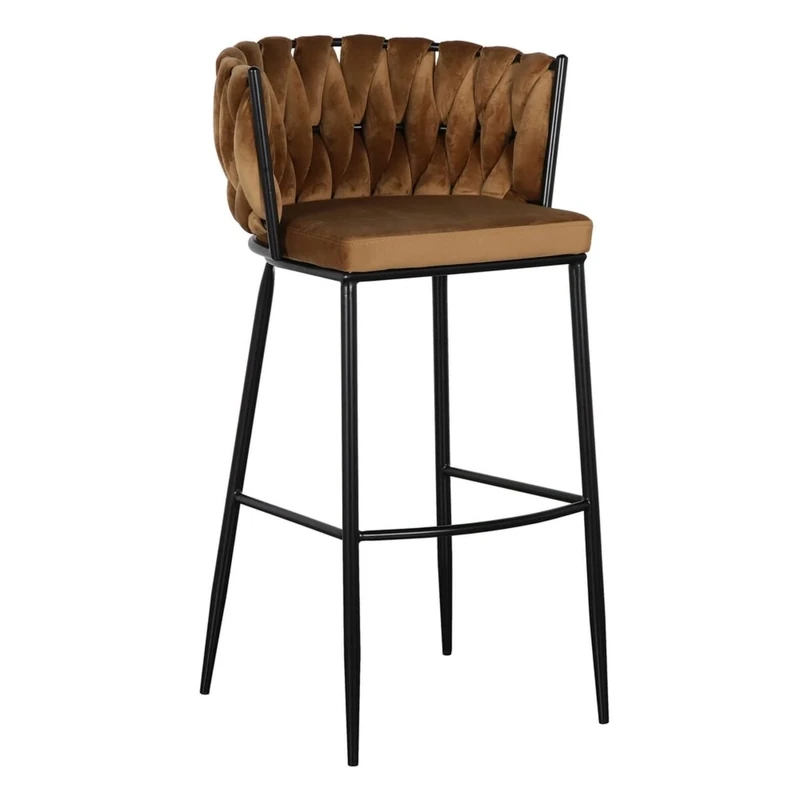 Stool 57 x 57 x 104 cm Synthetic Fabric Black Metal Brown