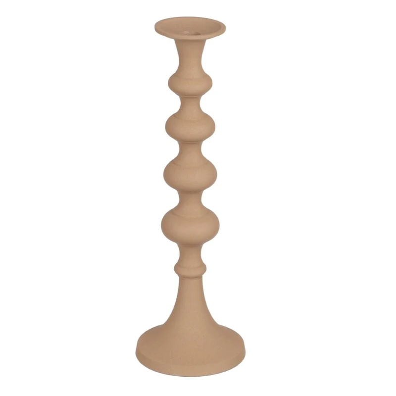 Candle holder 13 x 13 x 39.5 cm Beige Aluminium - Image 1