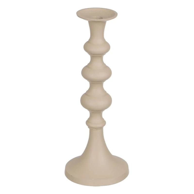Candle holder 13 x 13 x 33 cm Aluminium Cream - Image 1