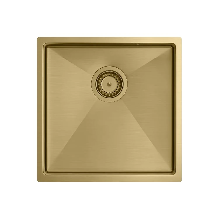 Quadron Paul Stainless Steel Sink, Dimensions: 44 x 44 x 19 cm, 1 Basin, Base Cabinet: from 45 cm (Gold PVD (Countertop Washbasin))