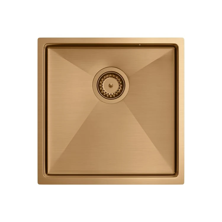 Quadron Paul Stainless Steel Sink, Dimensions: 44 x 44 x 19 cm, 1 Basin, Base Cabinet: from 45 cm (Copper PVD (Countertop Washbasin))