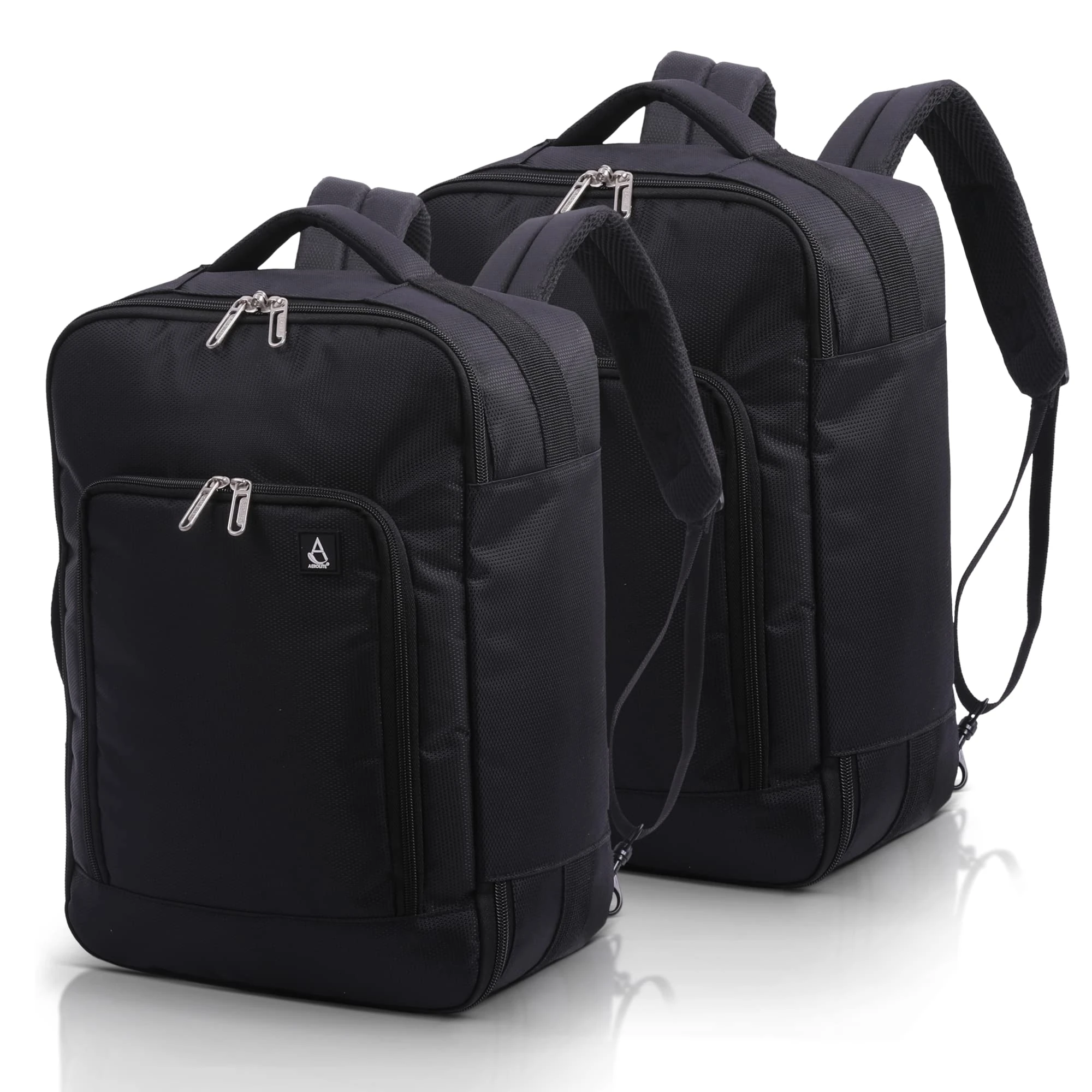 Aerolite 40x30x15 Maximum Size for British Airways, Air France and KLM Hand Cabin Luggage Approved Travel Carry On Under Seat Backpack Also Suitable for Other Airlines with 2 Year Guarantee, 2X Black