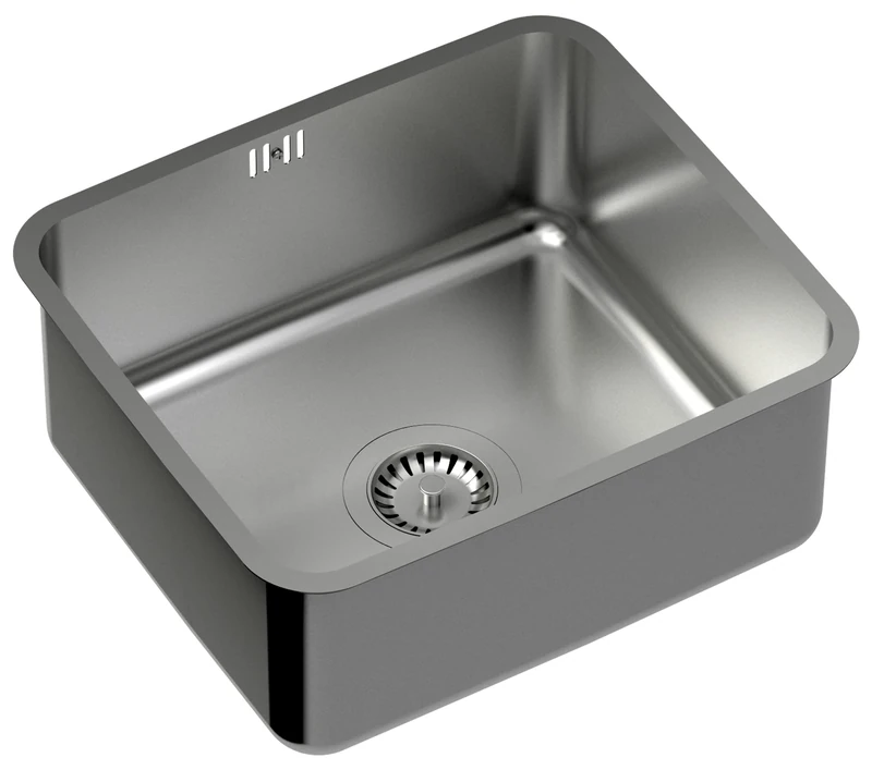 Quadron Nicolas Stainless Steel Sink, Dimensions: 44 x 39 x 19 cm, 1 Basin Undermount Sink, Cabinet Undermount: from 45 cm (Brushed Steel)