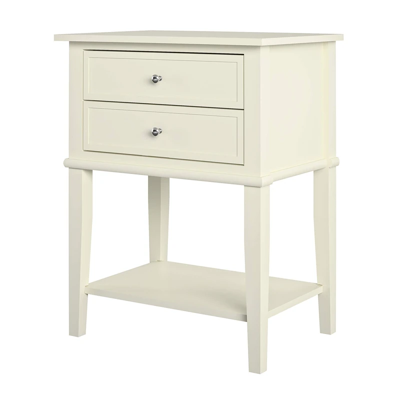 DHP Franklin Accent Table with 2 Drawers, White