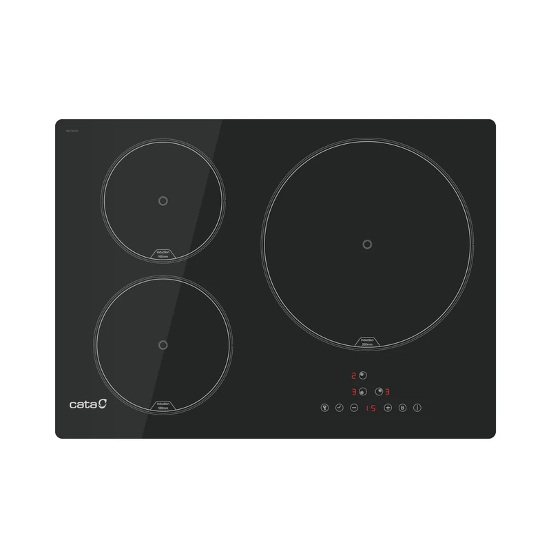 CATA - IB 5003 BK - Induction hob - Black - 3 cooking zones - 9 adjustable power levels - Touch control with acoustic warning - Timer - Power 6.5 kW - Width 60 cm