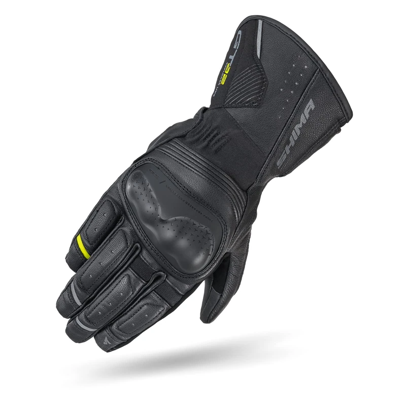 SHIMA GT-2 Motorbike Gloves Men Leather Long Biker Armoured Protectors Motorcycle Perforated Ventilated Cool Reinforced Touchscreen Glove Motorbikes Summer Autumn (Mens, Black, L)