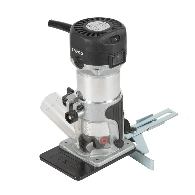 Trend T1 Router with Extended Trimming Base, 8mm Collet, 710W, 230V, Compact Trim Tools, T1ETS/Euro