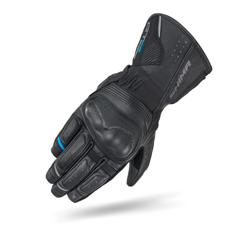 SHIMA GT-2 Motorbike Gloves Men Leather Long Biker Armoured Protectors Motorcycle Perforated Ventilated Cool Reinforced Touchscreen Glove Motorbikes Summer Autumn (Mens, Black - Waterproof, M)