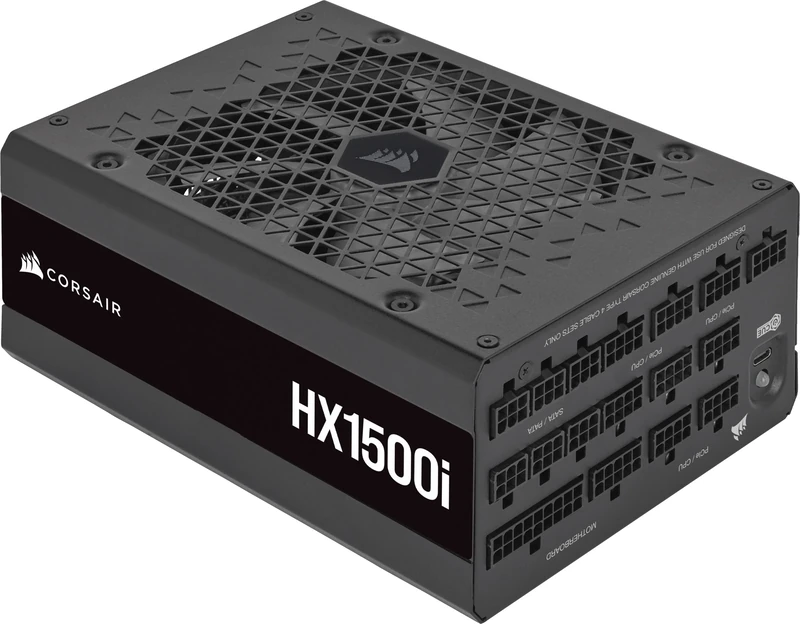 Corsair HX1500i Fully Modular Ultra-Low Noise ATX Power Supply - ATX 3.1 & PCIe 5.1 Compliant - Fluid Dynamic Bearing Fan - CORSAIR iCUE Software Compatible - 80 PLUS Platinum Efficiency - Black