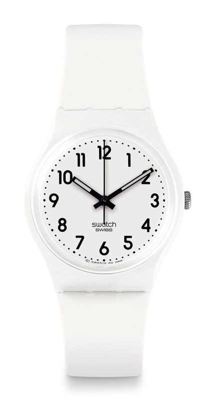 Swatch Just White Soft Unisex Quartz Bio-sourced Material Casual Watch (Model: SO28W107-S14), White, Casual - Image 1