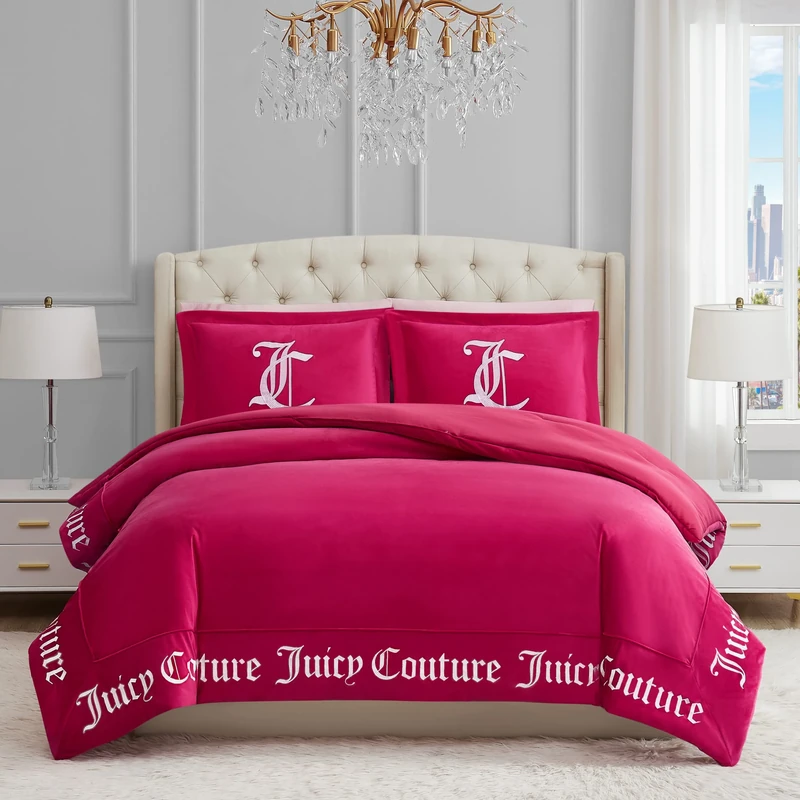 Juicy Couture Comforter Sets, Polyester, Hot Pink, Full/Queen 3PC