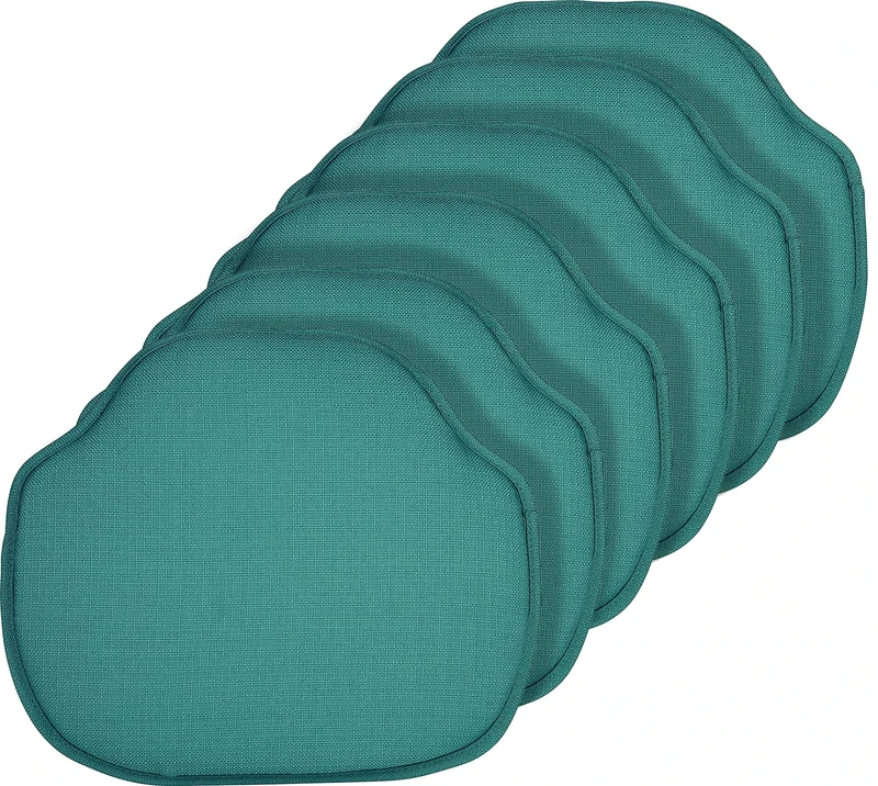Klear Vu Gripper Omega Non-Slip Windsor Chair Cushions with Skid-Proof Seat Pad for Dining Room, Kitchen, and Office Use, 16x15 Inches, 6 Count (Pack of 1), Teal