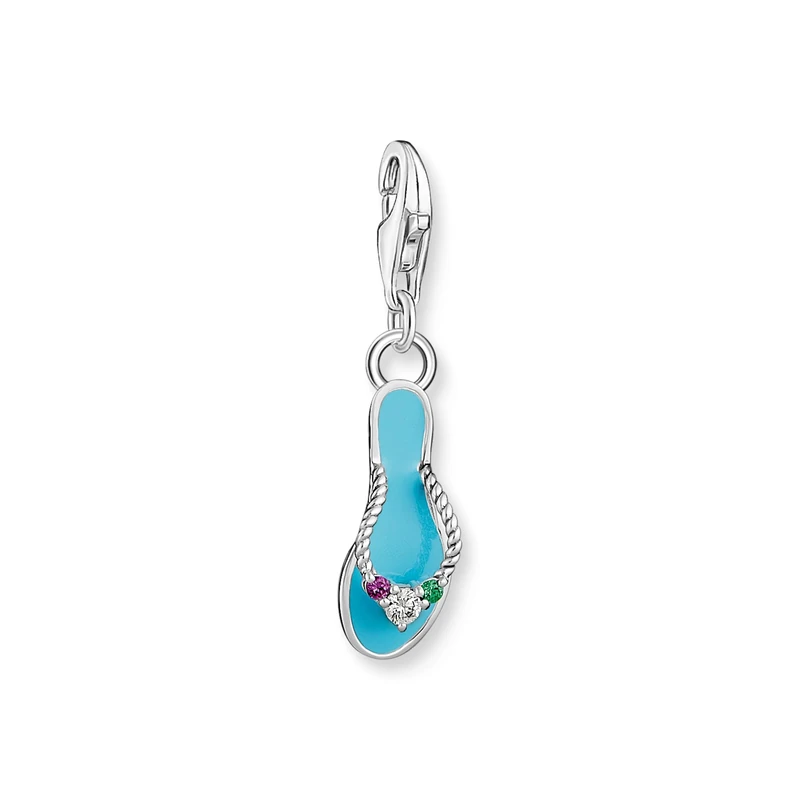 Thomas Sabo Charm Club Charm pendant flip flop with stones silver Recycled 925 silver, Women, 2025-914-7 - Image 1