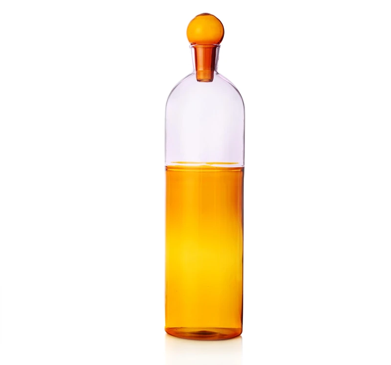 Ichendorf Milano Bottiglia, Amber - Pink - Amber, Light Color Collection, 95 cl, Borosilicate Glass, Handmade