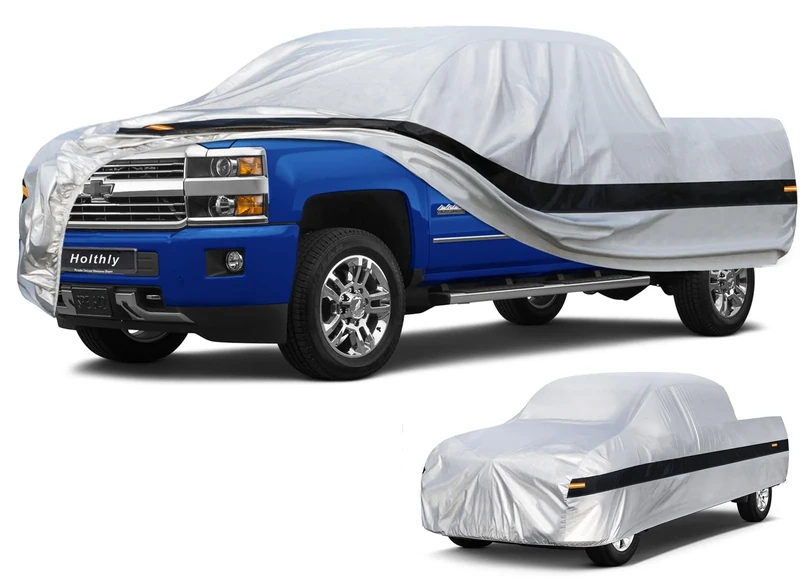 Holthly 10Layer Truck Cover Waterproof All Weather. Pickup Truck Cover Rain Snow UV Dust Protection. Length: 242-250 inches, Universal Fit for Ford F150 Chevy Silverado Dodge Ram 1500.