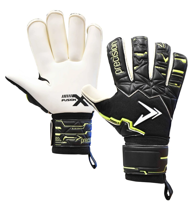 Precision Fusion X Pro Roll Finger Giga Professional Football Adult's Goalkeeper Gloves, Black, 9.5