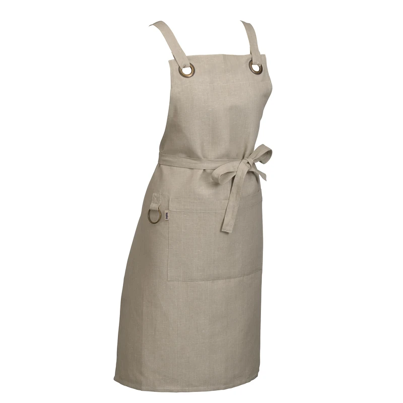 kela Puro 12810 Apron 85 cm x 70 cm 55% Cotton 45% Linen Natural Front Pocket Thick Texture 220 gsm Washable at 40 °C - Image 1