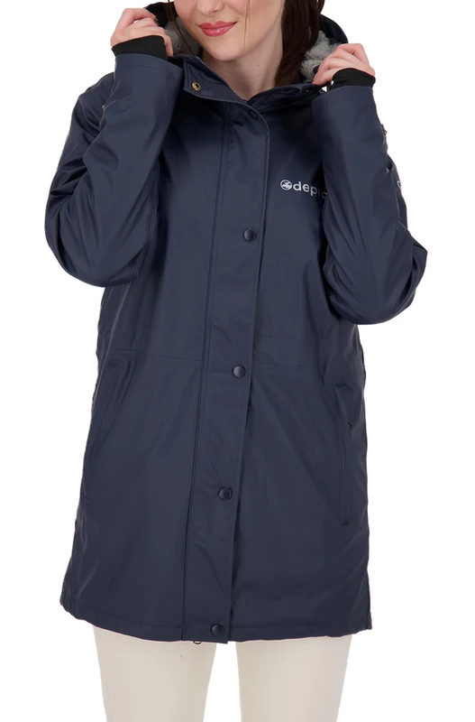 DEPROC-Active Women's Ellesmere Friesennerz Rain Coat with Hood Lined Waterproof Weatherproof Transition Jacket, Navy, 16
