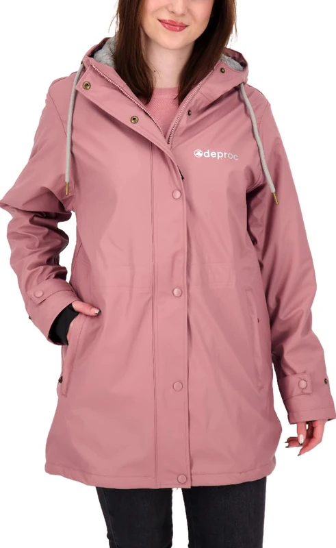 DEPROC-Active Ellesmere Women's Friesennerz Raincoat Hood Lined Waterproof Weatherproof Transition Jacket New Ellesmere Rain Jacket, berry, 52 Große Größen