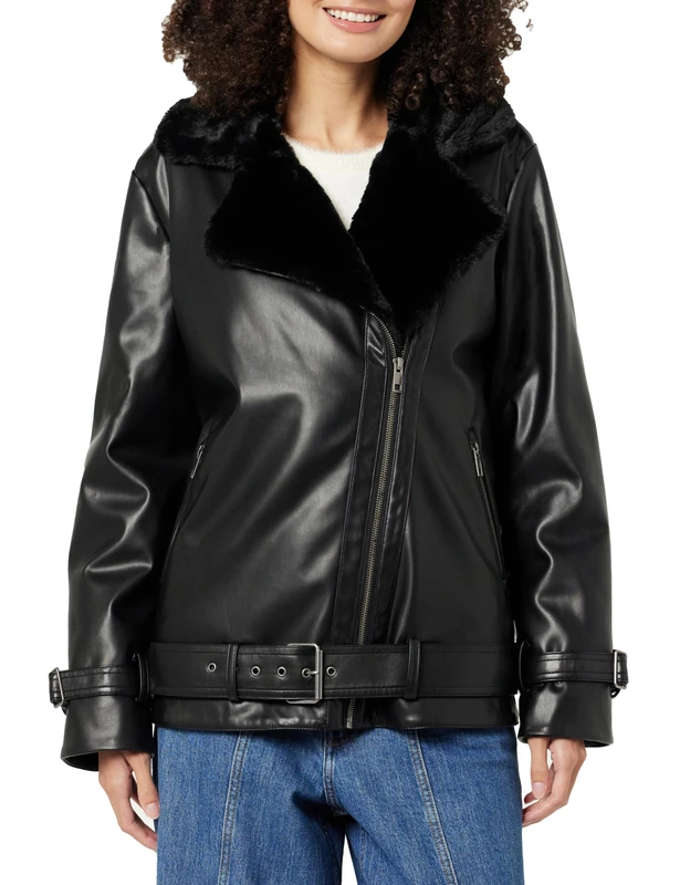 The Drop Women's Cavalla Vegan Leather Moto Jacket, Black, XL - Image 1
