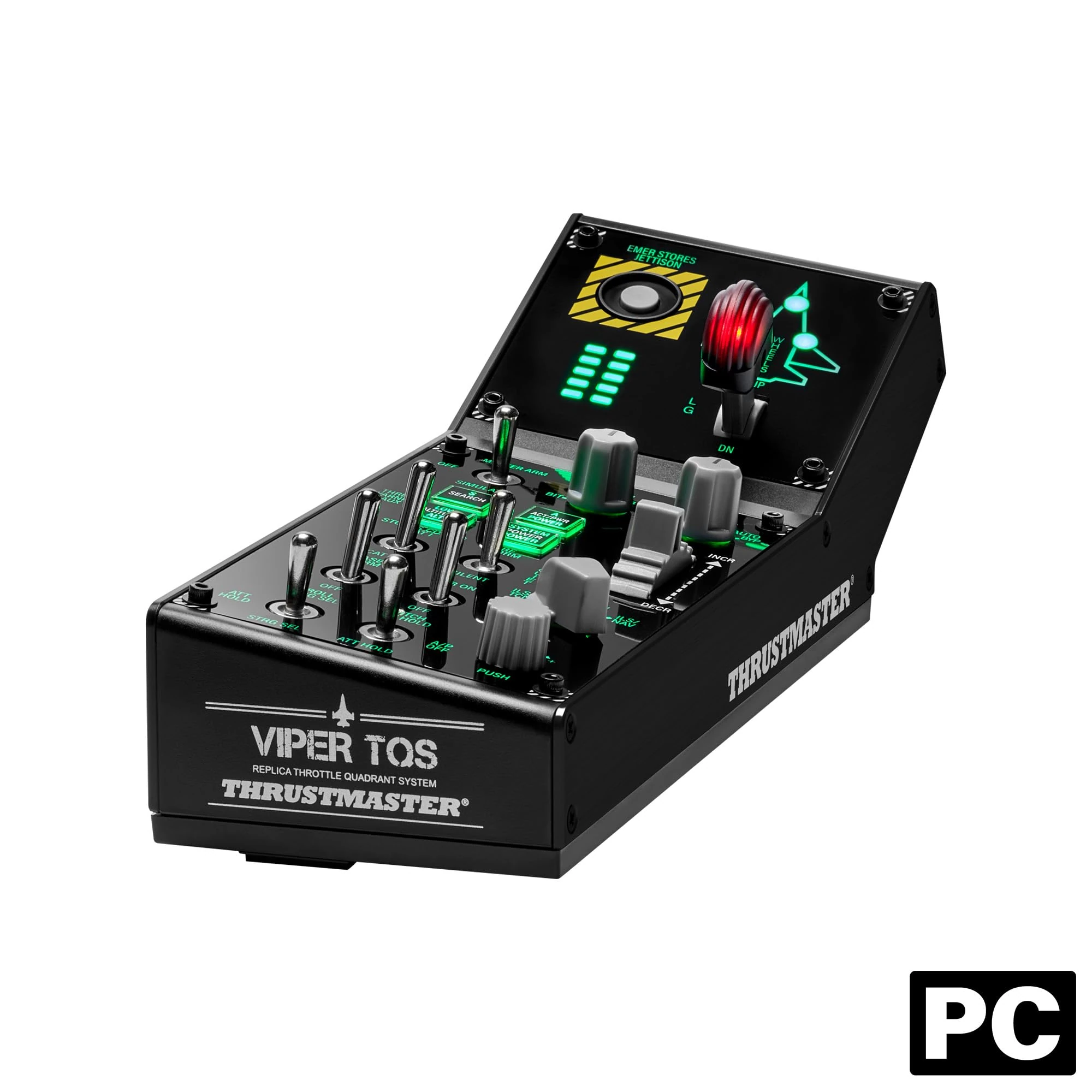 Thrustmaster Viper Panel for PC, Backlit Control Panel, For Use with Viper TQS or Standalone, 43 Metal Action Buttons, Jettison, Trim, Landing Gear, Licensed by the U.S. Air Force