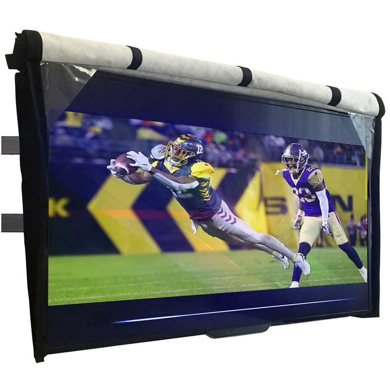 Outdoor TV Cover 86-90 inch - WITH FRONT FLAP - Weatherproof, Waterproof protection, Soft Interior, With Bottom cover - Black