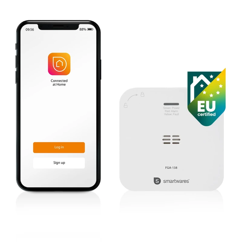 Smartwares Connected CO Detector - 85 dB - Sensor 10 Years - Notifications Via App - Test & Silence Button