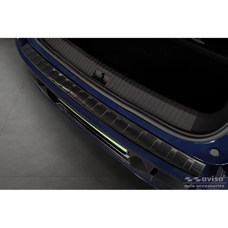 Avisa Black Stainless Steel Rear bumper protector compatible with Renault Megane E-Tech 2022- 'Ribs'