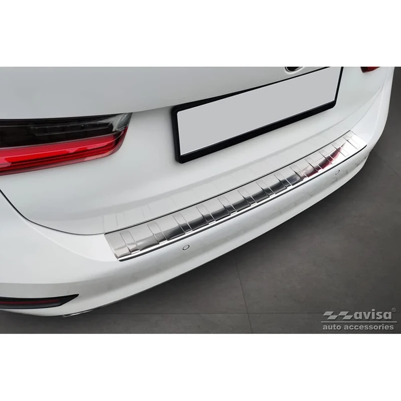 Avisa Stainless Steel Rear bumper protector compatible with BMW 3-Series G21 Touring 2019-2022 'Ribs'