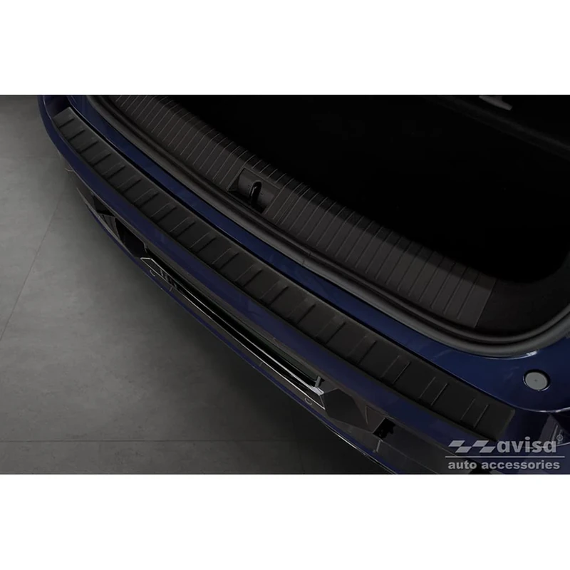 Avisa Matt Black Stainless Steel Rear bumper protector compatible with Renault Megane E-Tech 2022- 'Ribs'